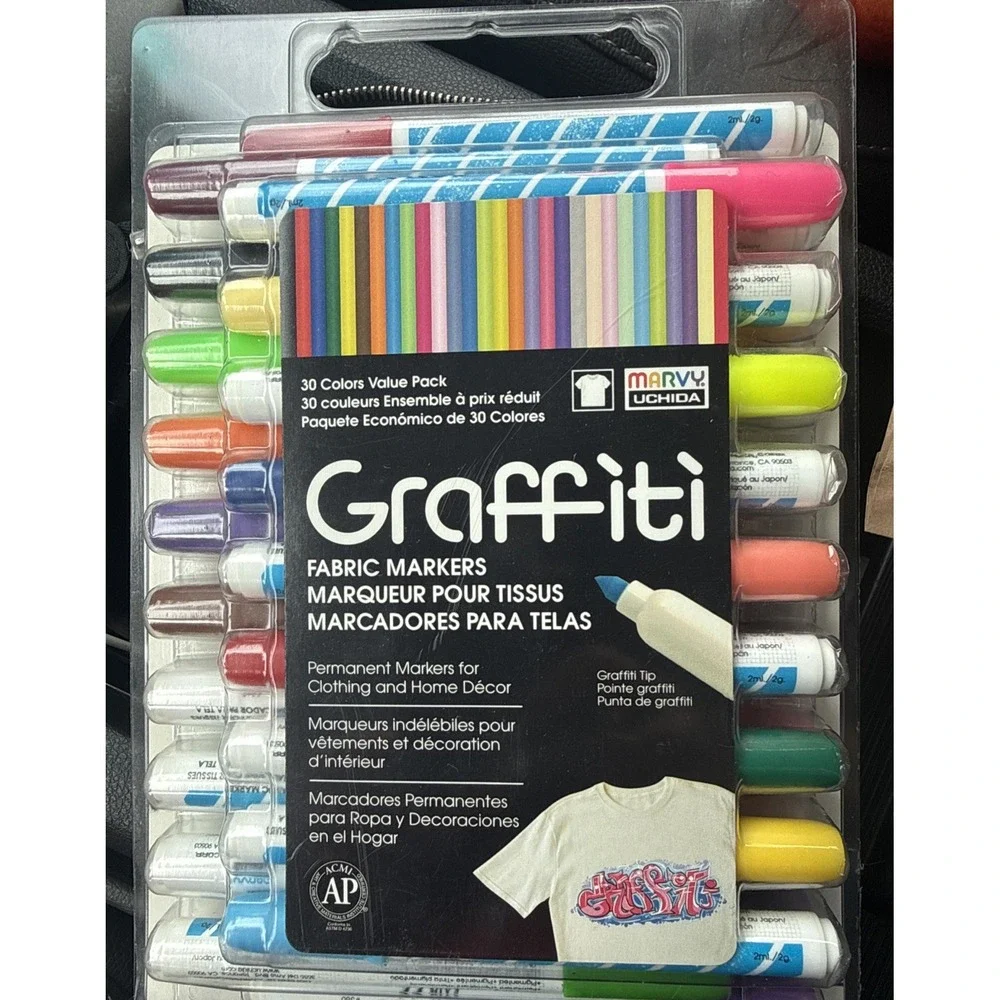 Graffiti Fabric Markers Value Set-30 Markers/Pkg-NEW IN PACKAGE-Home Decor-Marvy